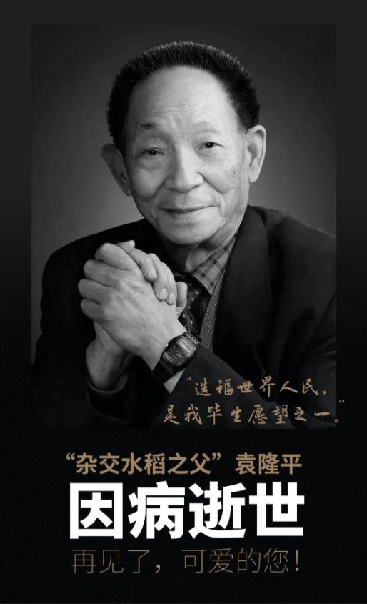 “杂交水稻之父”袁隆平院士逝世，享年91岁