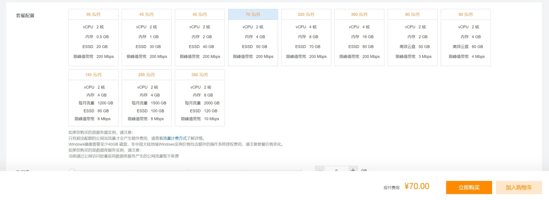阿里云推出限峰值带宽200M轻量应用服务器