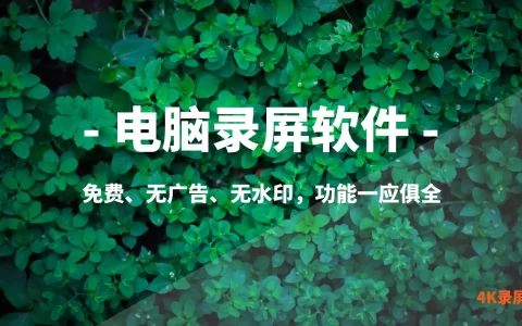 电脑录屏神器，软件完全免费，支持4K录屏