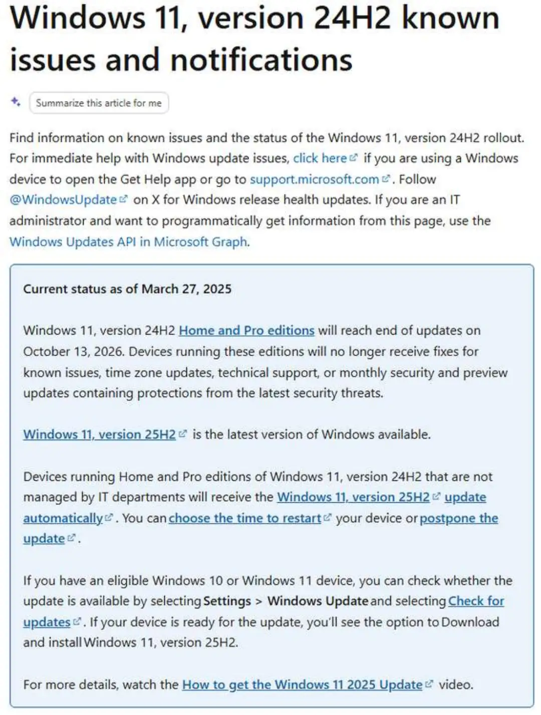 微软官宣:Windows11 25H2强制更新来了! 微软官宣:Windows11 25H2强制更新来了!