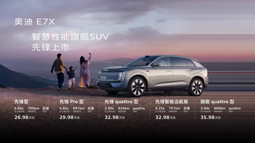 智驾卷王？26.98万起！5米长纯电SUV奥迪E7X